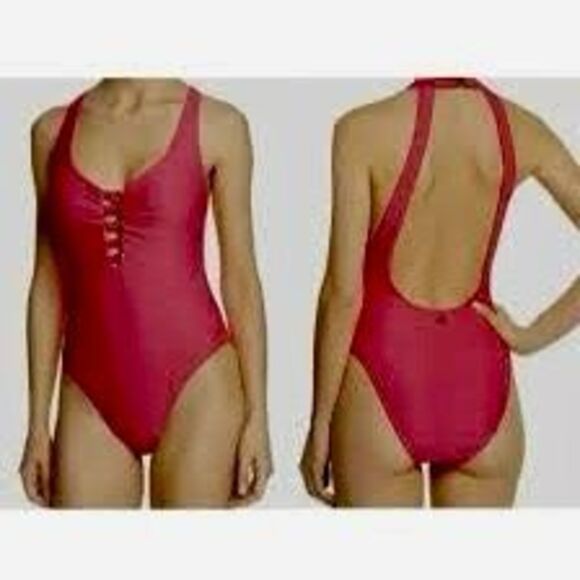 NWT Nanette Lepore Raffia Mermaid One Piece Swimsuit in Watermelon   Size: 10 - Picture 1 of 9